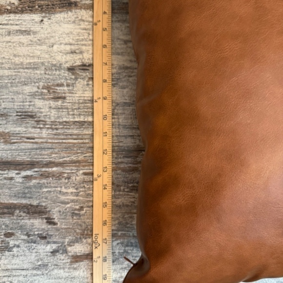 Brown Faux Leather Pillow Cover 19x19 Insert Not Included - Picture 3 of 4